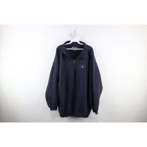 Vintage Big Dogs Mens XL Faded Heavyweight Baggy Fit Half Zip Sweatshirt Blue